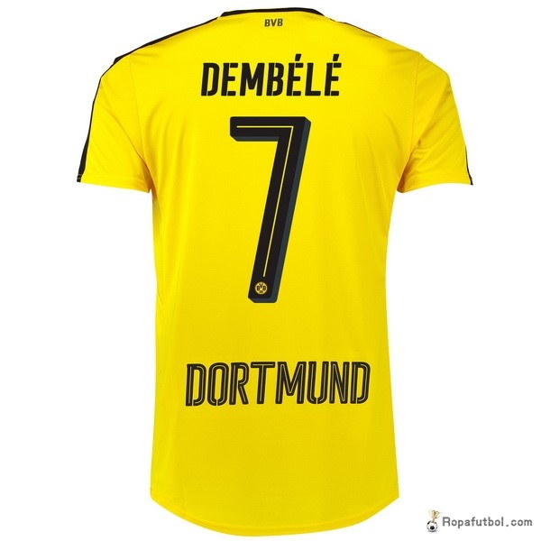 Camiseta Borussia Dortmund Replica Primera Ropa Dembele 2016/17 Amarillo